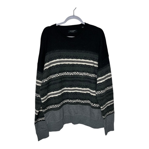 Allsaints Sweater Mens XXL Wool Blend Striped Casual - Picture 1 of 15